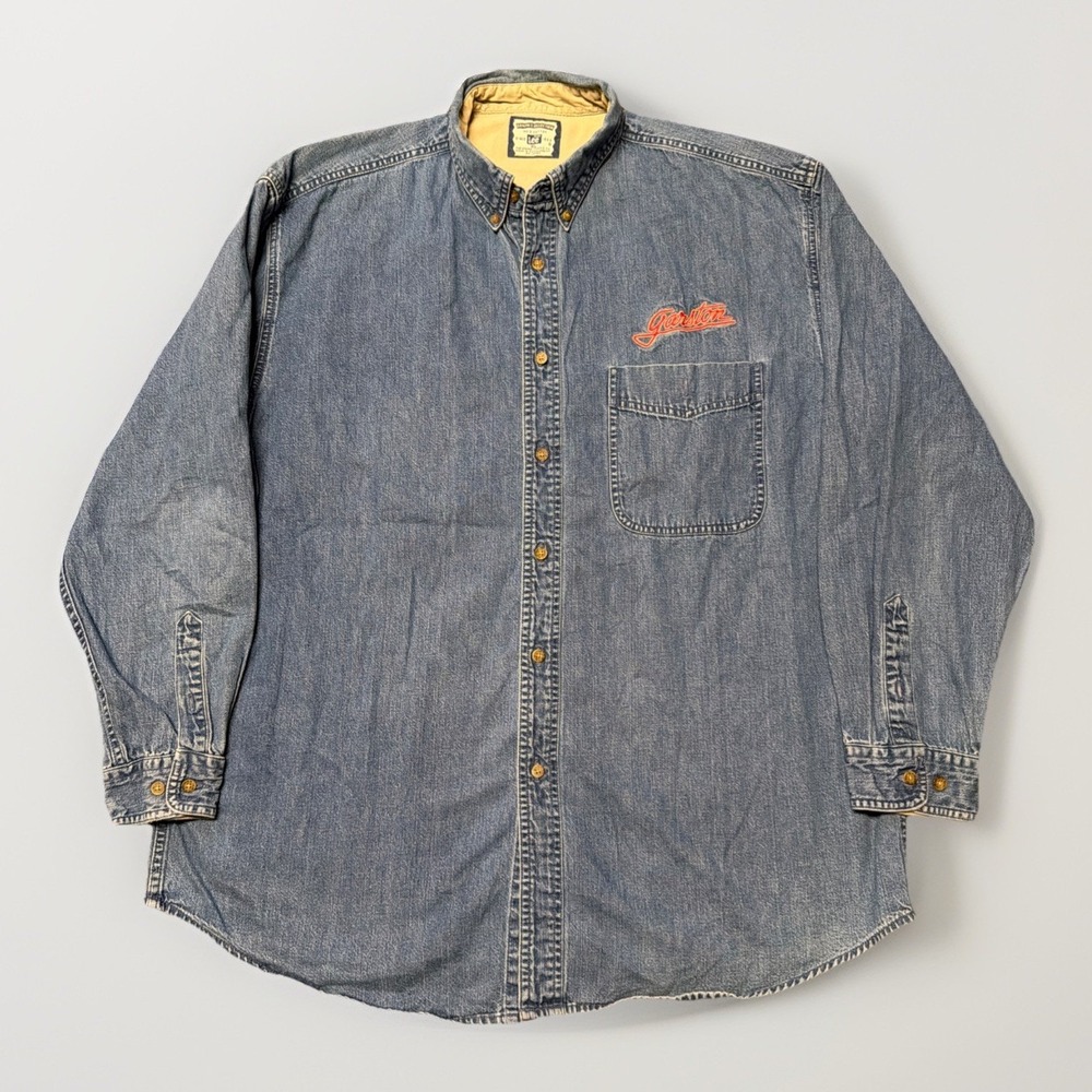 VTG Lee Blue Denim Button Down Long Sleeve Shirt XL